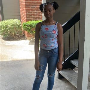 Blue floral tank top